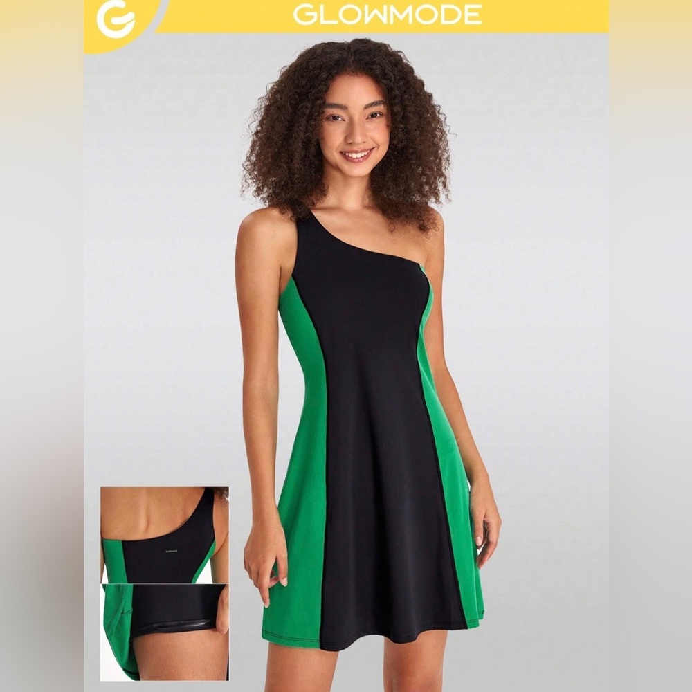 Glowmode One Shoulder Active Dress & Shorts Set